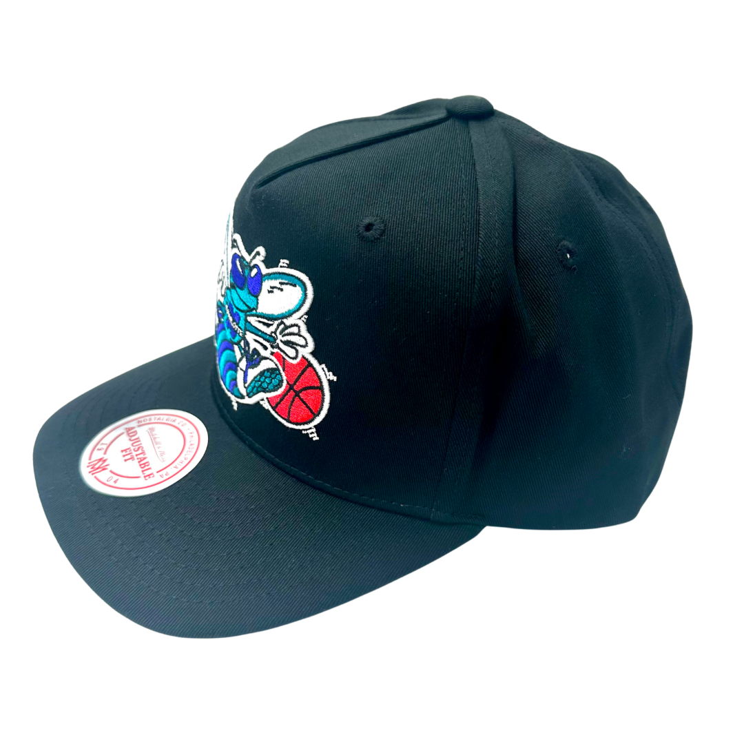 Charlotte Hornets Hat - Black NBA Team Colour Logo MVP Hardwood Classic Snapback Cap - Mitchell & Ness